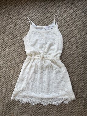 Charles Henry White Lace Spaghetti-Strap Dress